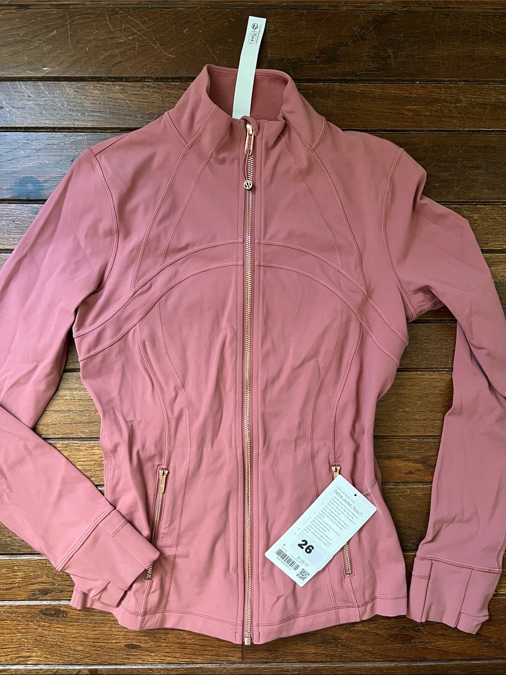 Lululemon Dusk Pink Rose Gold Zipper Define Jacket Nulu Size 8 NWT